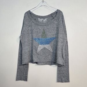 So Nikki Grey Long Sleeve W/ Rhinestone Star, Size 10-12 ~ VGUC